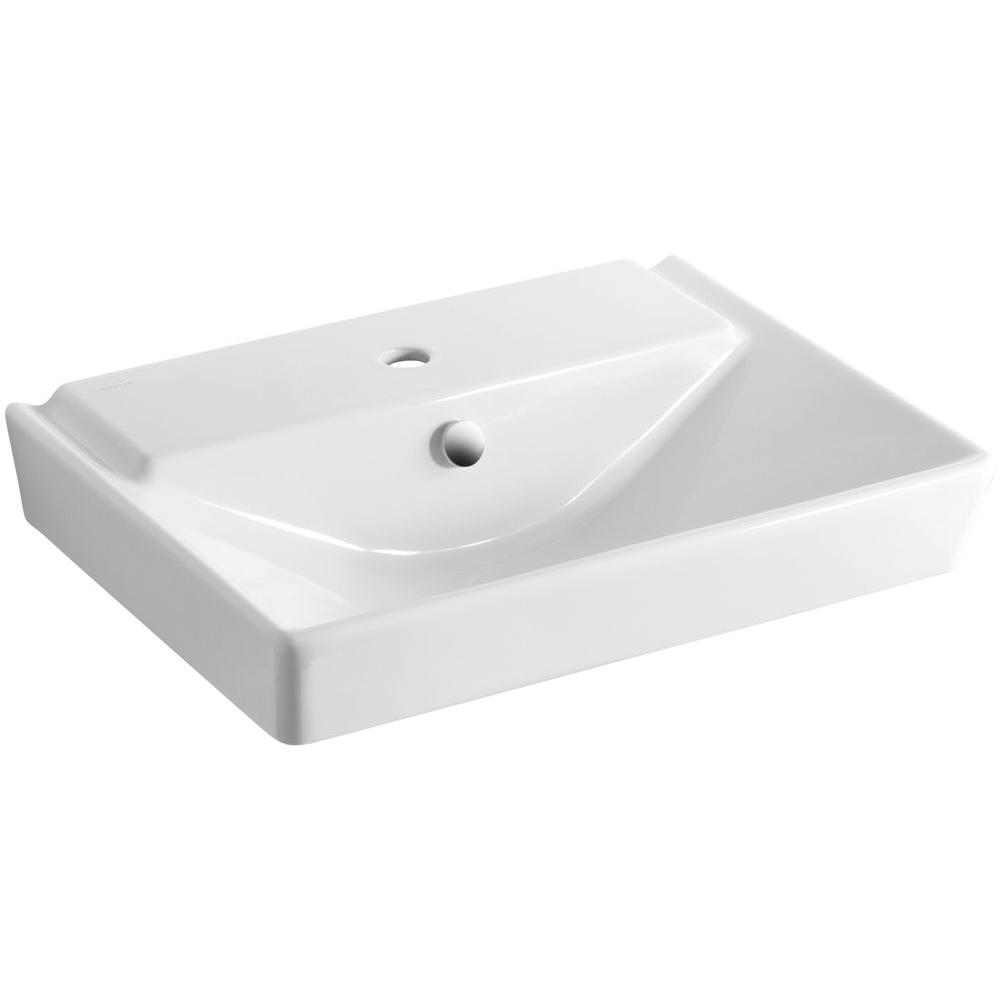 KOHLER Reve Wall-Mounted Ceramic Bathroom Sink in White with Overflow Drain