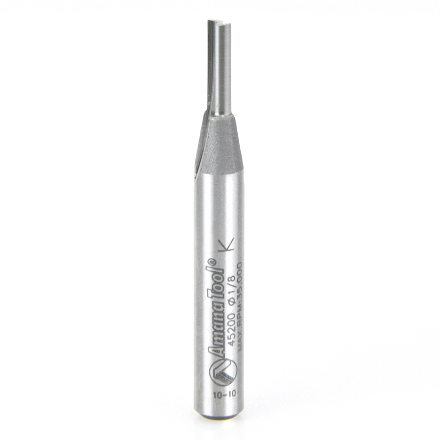 Amana 45200 Solid Carbide Cutting Edge Straight Plunge High Production 1/8 Dia x 7/16 x 1/4″ Shank