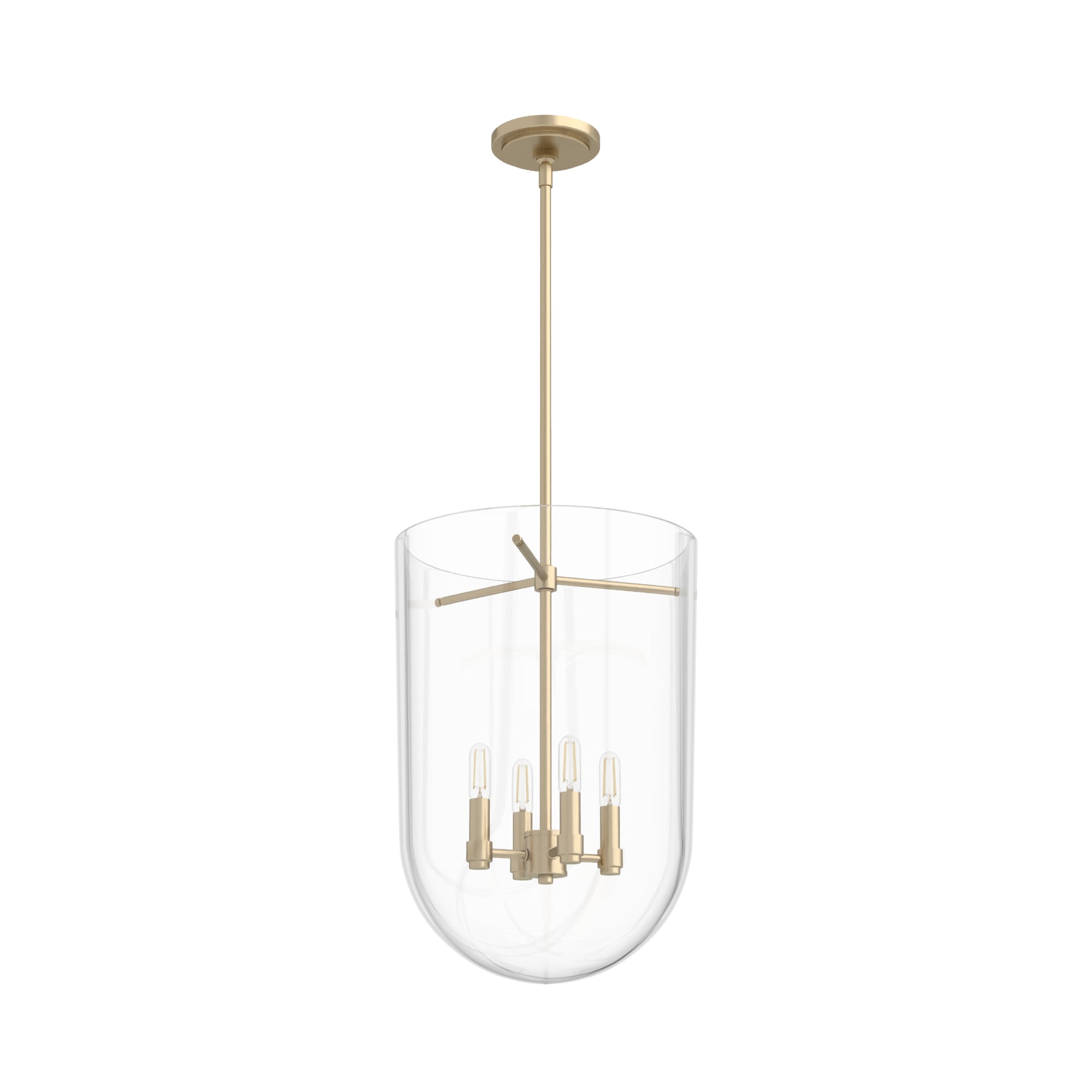 Hunter Sacha 4-Light Alturas Gold Modern/Contemporary Clear Glass Bowl LED Medium Hanging Pendant Light