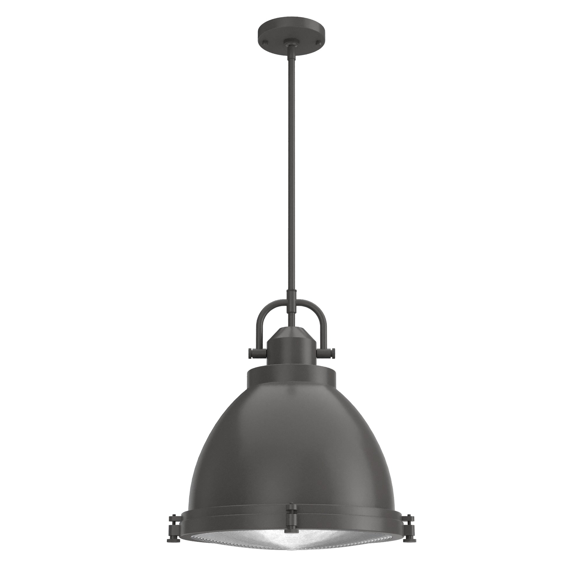 Hunter Bridgemoor 3-Light Noble Bronze Industrial Ribbed Glass Bell LED Medium Hanging Pendant Light