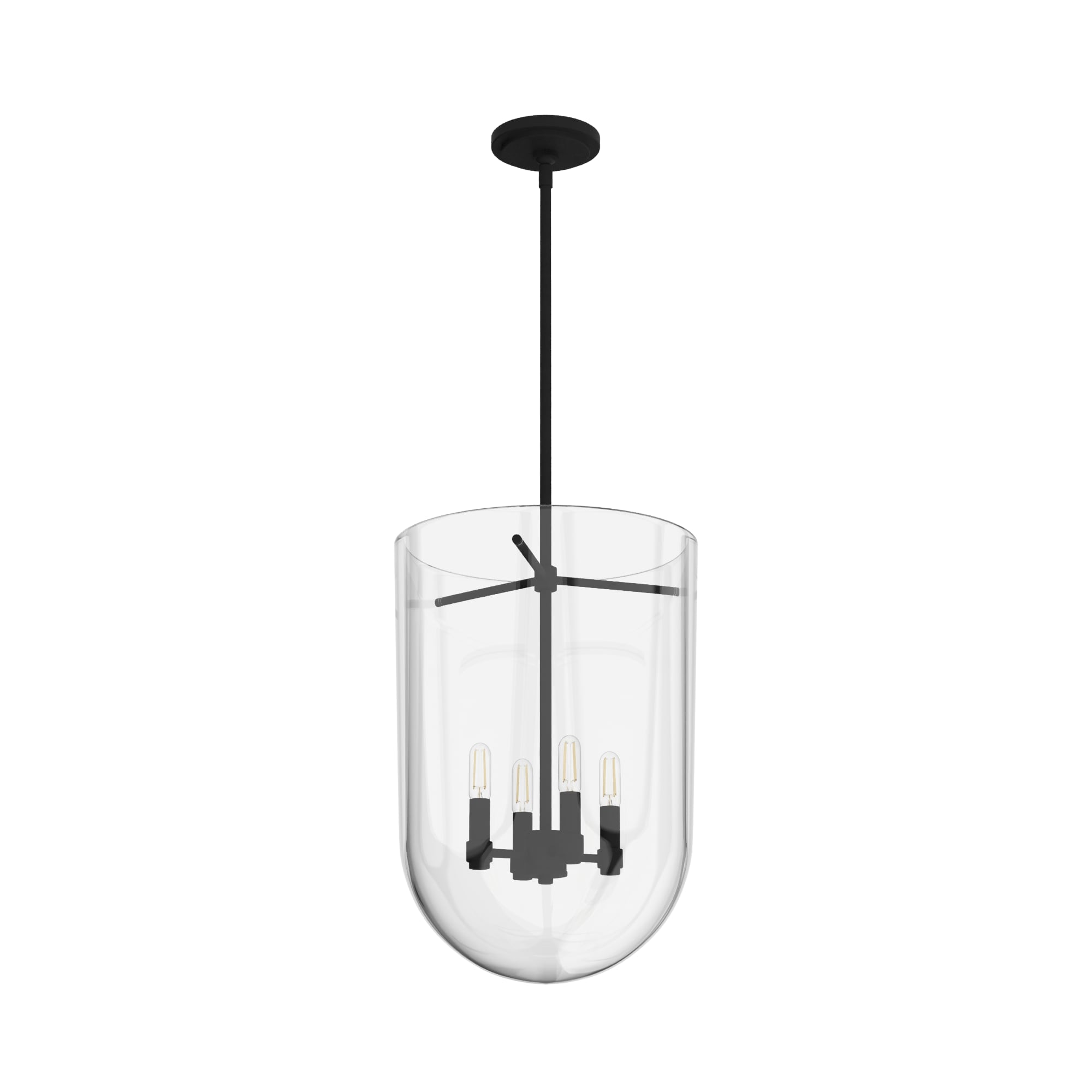 Hunter Sacha 4-Light Natural Iron Modern/Contemporary Clear Glass Urn LED Medium Hanging Pendant Light