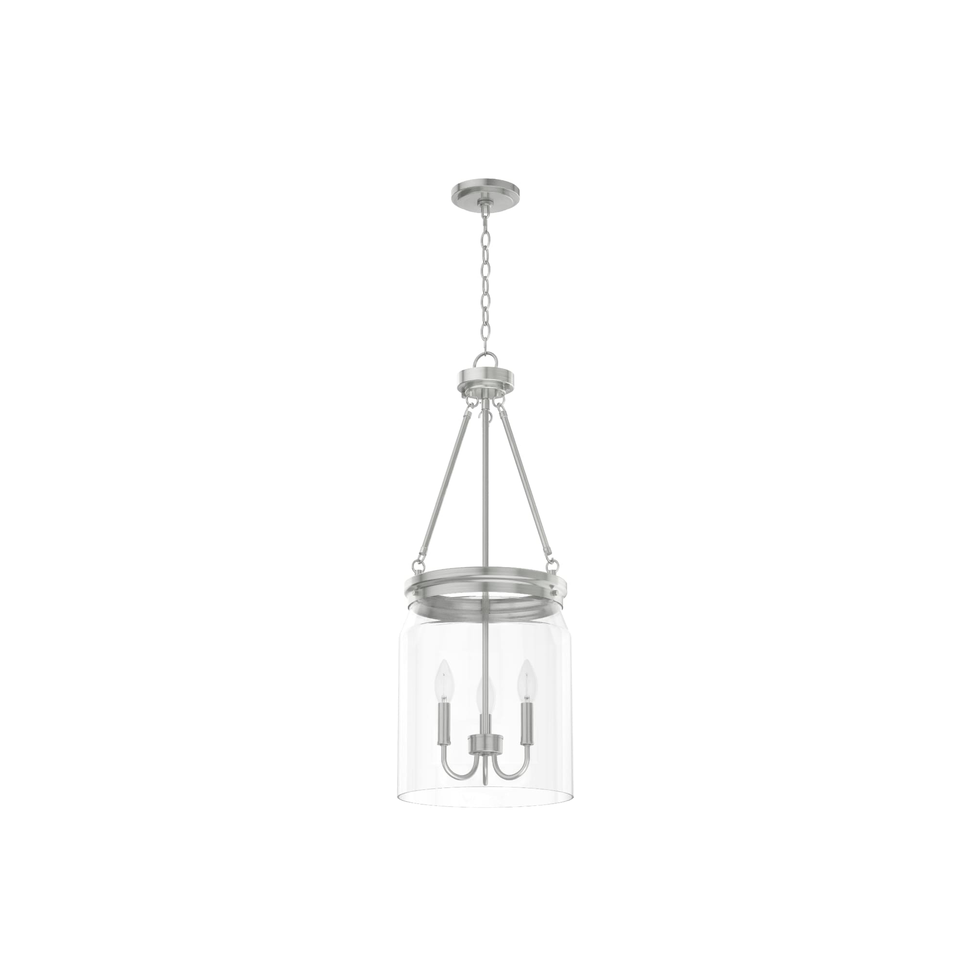 Hunter Devon Park 3-Light Brushed Nickel Transitional Clear Glass Urn LED Medium Hanging Pendant Light