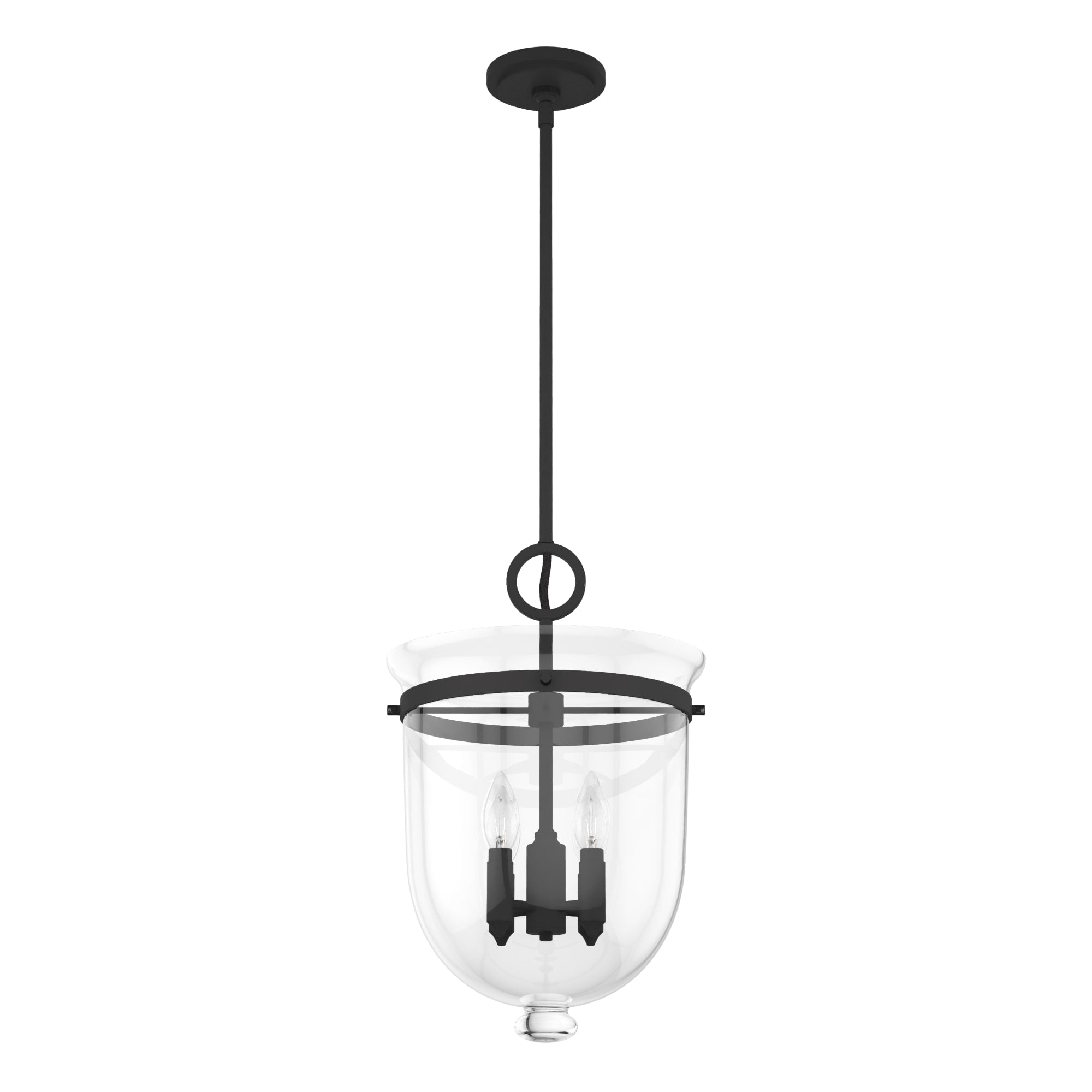 Hunter Belltown 4-Light Natural Iron Transitional Clear Glass Urn LED Medium Hanging Pendant Light
