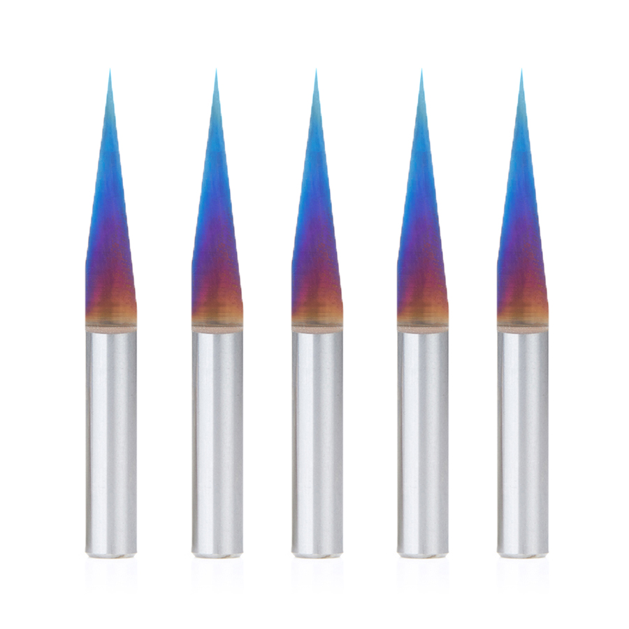 Amana 45611-K-5 5-Pack Solid Carbide 15 Deg Engraving 0.005 Tip Width x 1/4″ Shank Signmaking Spektra™Coated Router Bit