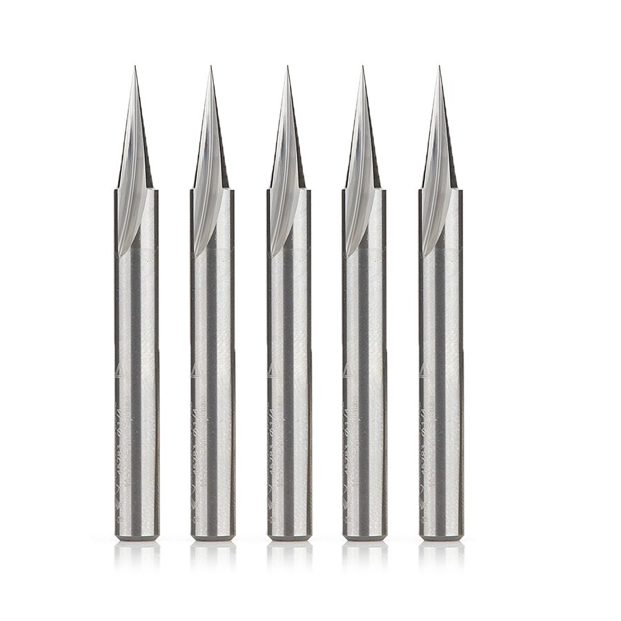 Amana 45783-5 Carving Liner 18 Deg x 1/4 Dia x 5/8 x 1/4″ Shank x 1-Flute – 5 Pack