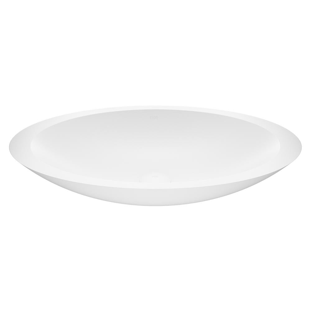 VIGO Wisteria Handmade Matte Stone Oval Vessel Bathroom Sink in Matte White