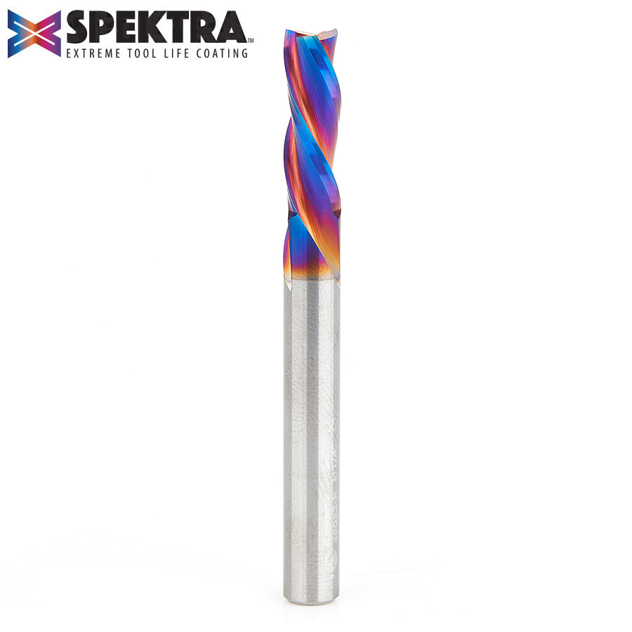 Amana 46052-K Solid Carbide Spektra, Extreme Tool Life Coated Spiral Plunge 1/4 Dia x 3/4 x 1/4 Inch Shank Down-Cut, 3-Flute