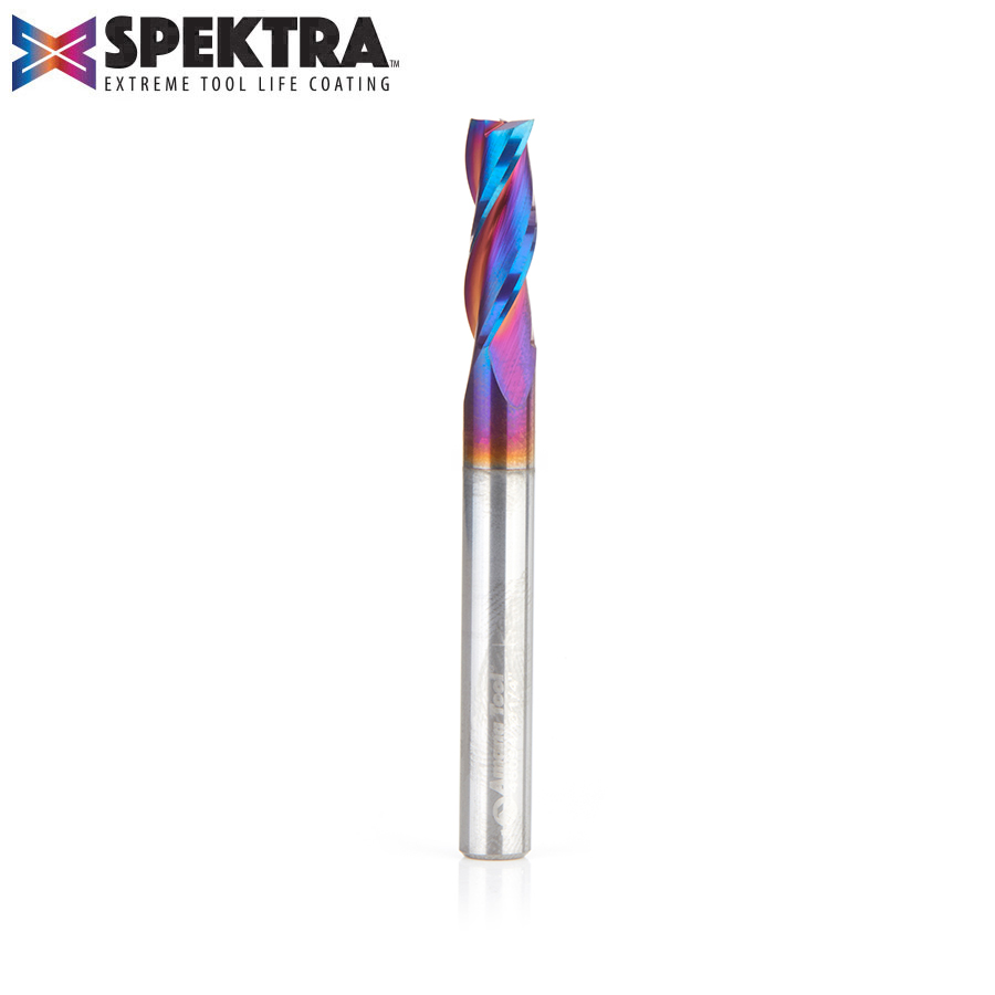 Amana 46094-K Solid Carbide Up-Cut Spiral 1/4 Dia x 3/4 x 1/4 Shank x 2-1/2 Inch Long Composite, Fiberglass & Phenolic Cutting Spektra, Extreme Tool Life Coated Router Bit