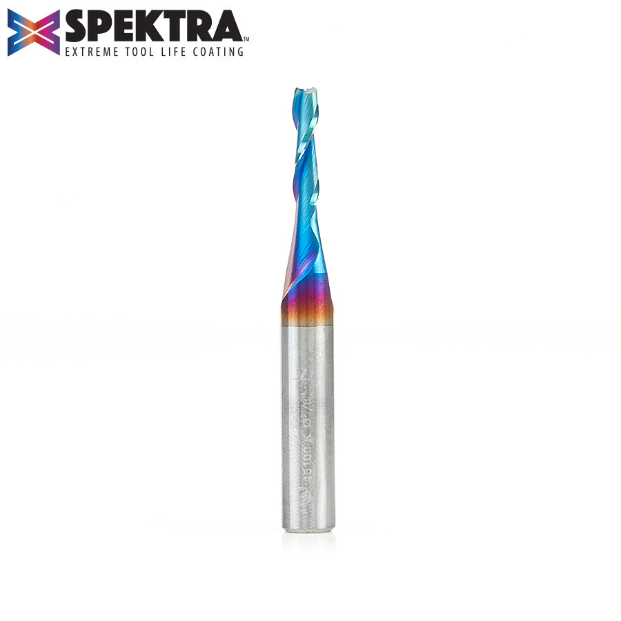 Amana 46100-K Solid Carbide Spektra, Extreme Tool Life Coated Spiral Plunge 1/8 Dia x 1/2 x 1/4 Inch Shank Up-Cut