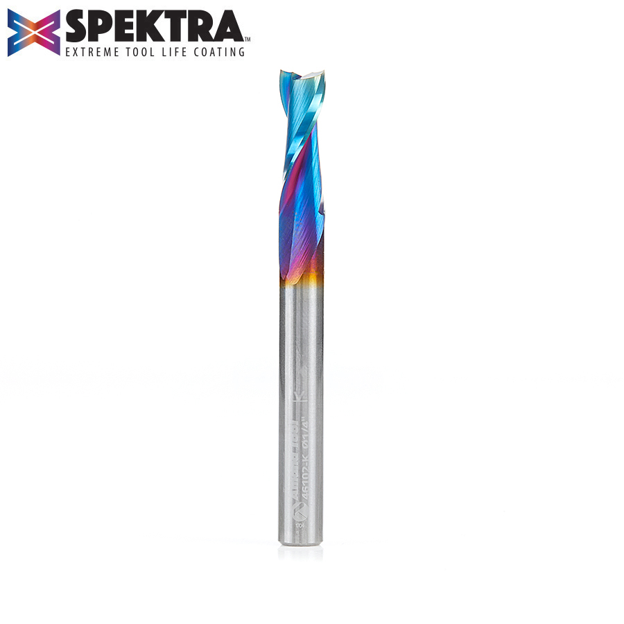 Amana 46102-K Solid Carbide Spektra, Extreme Tool Life Coated Spiral Plunge 1/4 Dia x 3/4 x 1/4 Inch Shank Up-Cut