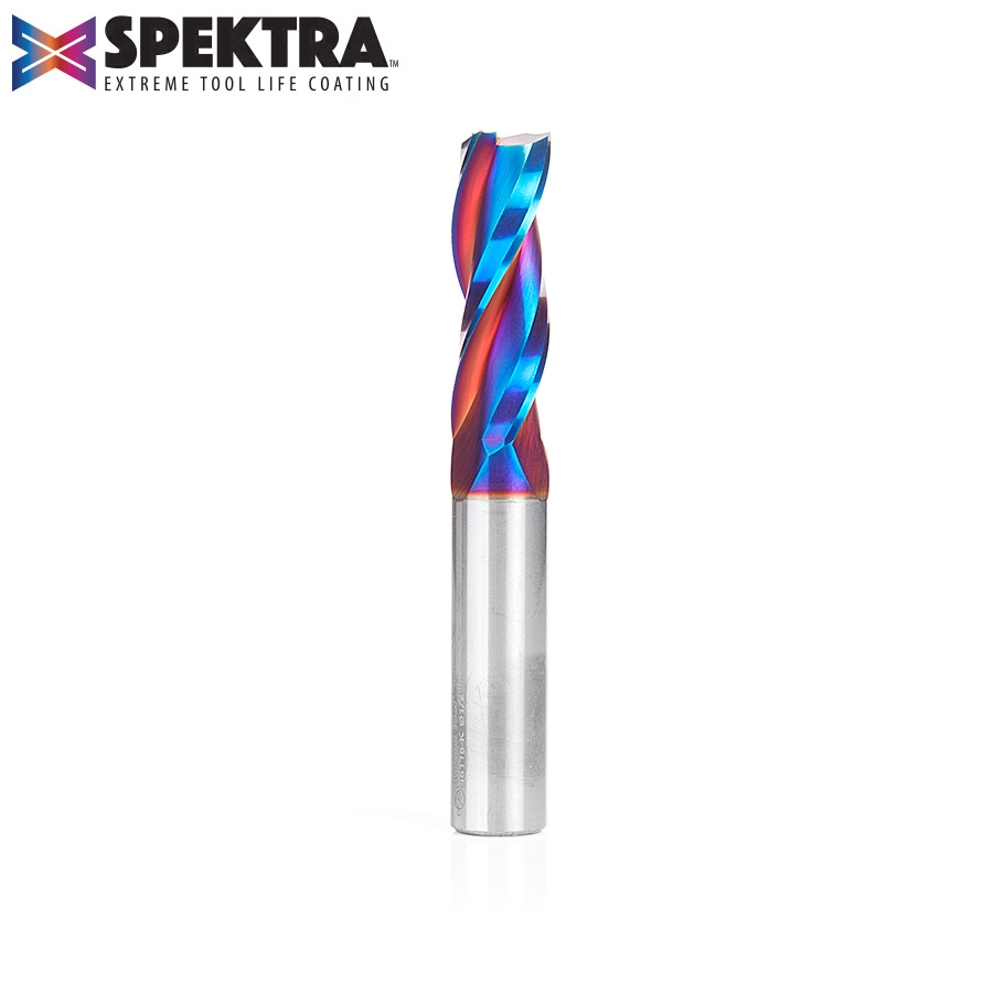Amana 46116-K Solid Carbide Spektra, Extreme Tool Life Coated Spiral Plunge 1/2 Dia x 1-1/2 x 1/2 Inch Shank Up-Cut, 3-Flute