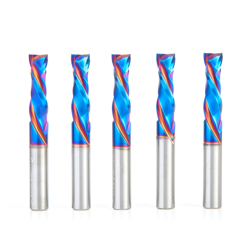 Amana 46172-K-5 5-Pack CNC Solid Carbide Spektra, Extreme Tool Life Coated Compression Spiral 3/8 Dia x 1-1/4 Inch x 3/8 Shank