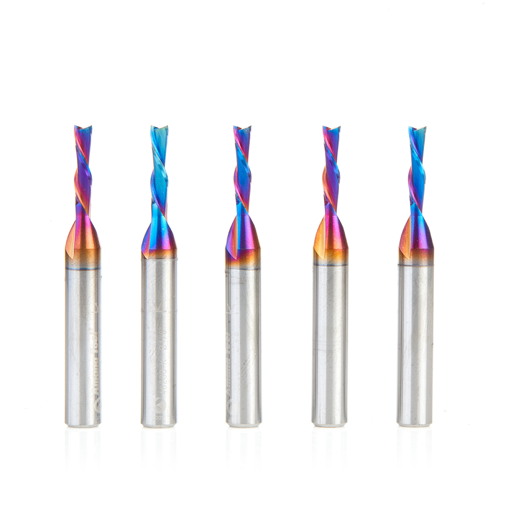 Amana 46200-K-5 5 Pack Solid Carbide Spektra, Extreme Tool Life Coated Spiral Plunge 1/8 Dia x 1/2 x 1/4 Inch Shank