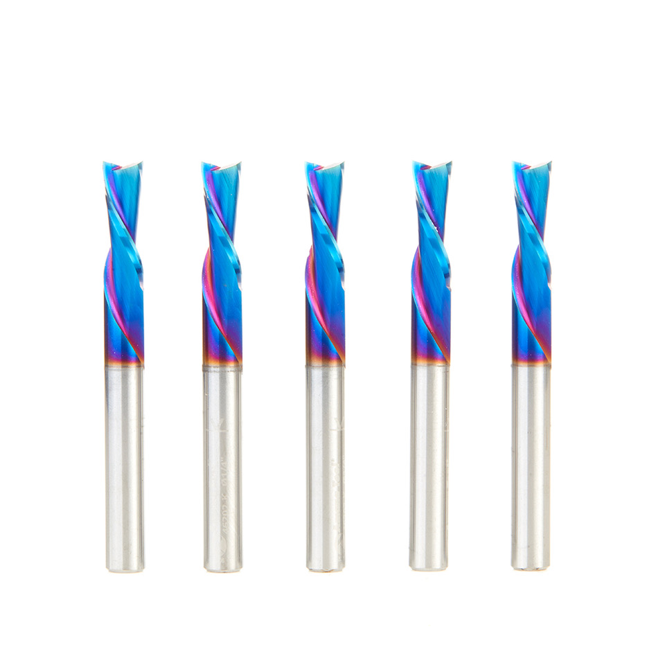 Amana 46202-K-5 5 Pack Solid Carbide Spektra, Extreme Tool Life Coated Spiral Plunge 1/4 Dia x 3/4 x 1/4 Inch Shank