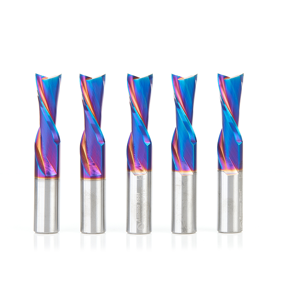 Amana 46206-K-5 5-Pack Solid Carbide Spektra, Extreme Tool Life Coated Spiral Plunge 1/2 Dia x 1-1/4 x 1/2 Inch Shank
