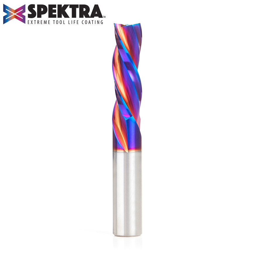 Amana 46216-K Solid Carbide Spektra, Extreme Tool Life Coated Spiral Plunge 1/2 Dia x 1-1/2 x 1/2 Inch Shank Down-Cut, 3-Flute
