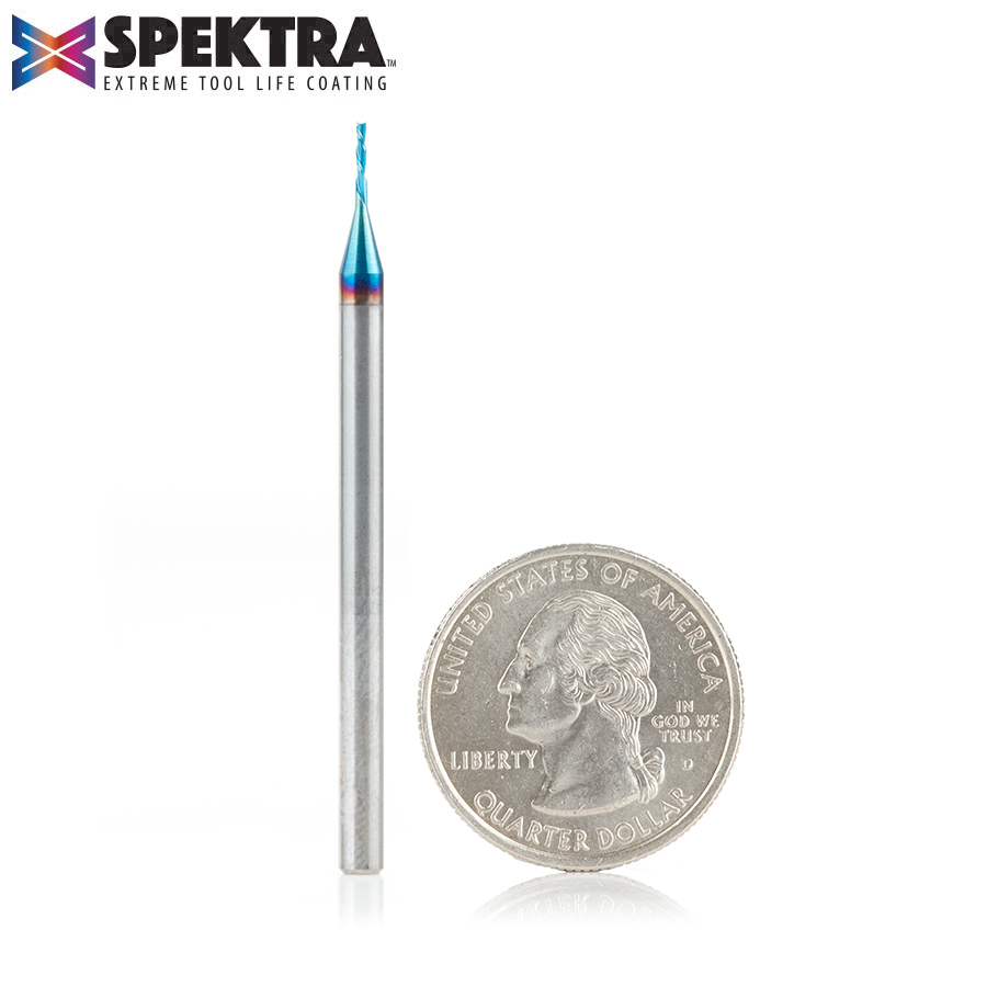 Amana 46229-K Solid Carbide Spektra, Extreme Tool Life Coated Spiral Plunge 1/32 Dia x 1/8 x 1/8 Inch Shank
