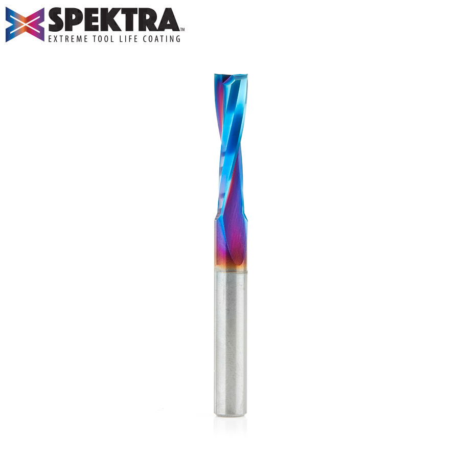 Amana 46248-K Solid Carbide Spektra, Extreme Tool Life Coated Spiral Plunge for Solid Wood 1/4 Dia x 1 x 1/4 Inch Shank Up-Cut