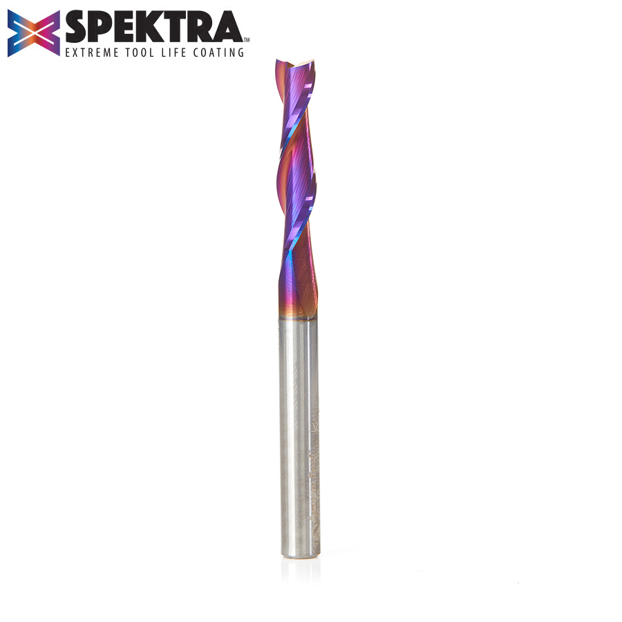 Amana 46316-K Solid Carbide Spektra, Extreme Tool Life Coated Spiral Plunge 1/4 Dia x 1-1/8 x 1/4 Inch Shank Up-Cut