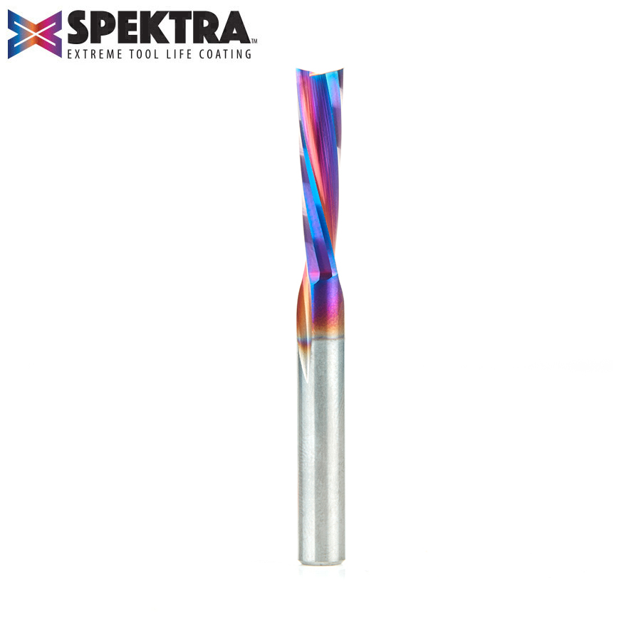 Amana 46348-K Solid Carbide Spektra, Extreme Tool Life Coated Spiral Plunge for Solid Wood 1/4 Dia x 1 x 1/4 Inch Shank Down-Cut