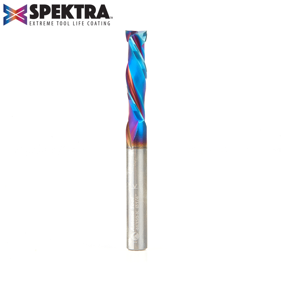 Amana 46350-K CNC Solid Carbide Spektra, Extreme Tool Life Coated Mortise Compression Spiral 1/4 Dia x 1 Inch x 1/4 Shank