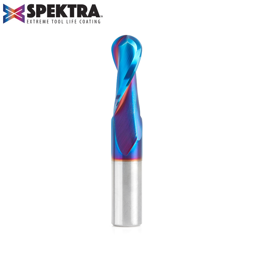 Amana 46380-K Solid Carbide Spektra, Extreme Tool Life Coated Up-Cut Ball Nose Spiral 1/4 Radius x 1/2 Dia x 1-1/4 Inch x 1/2 Shank Router Bit