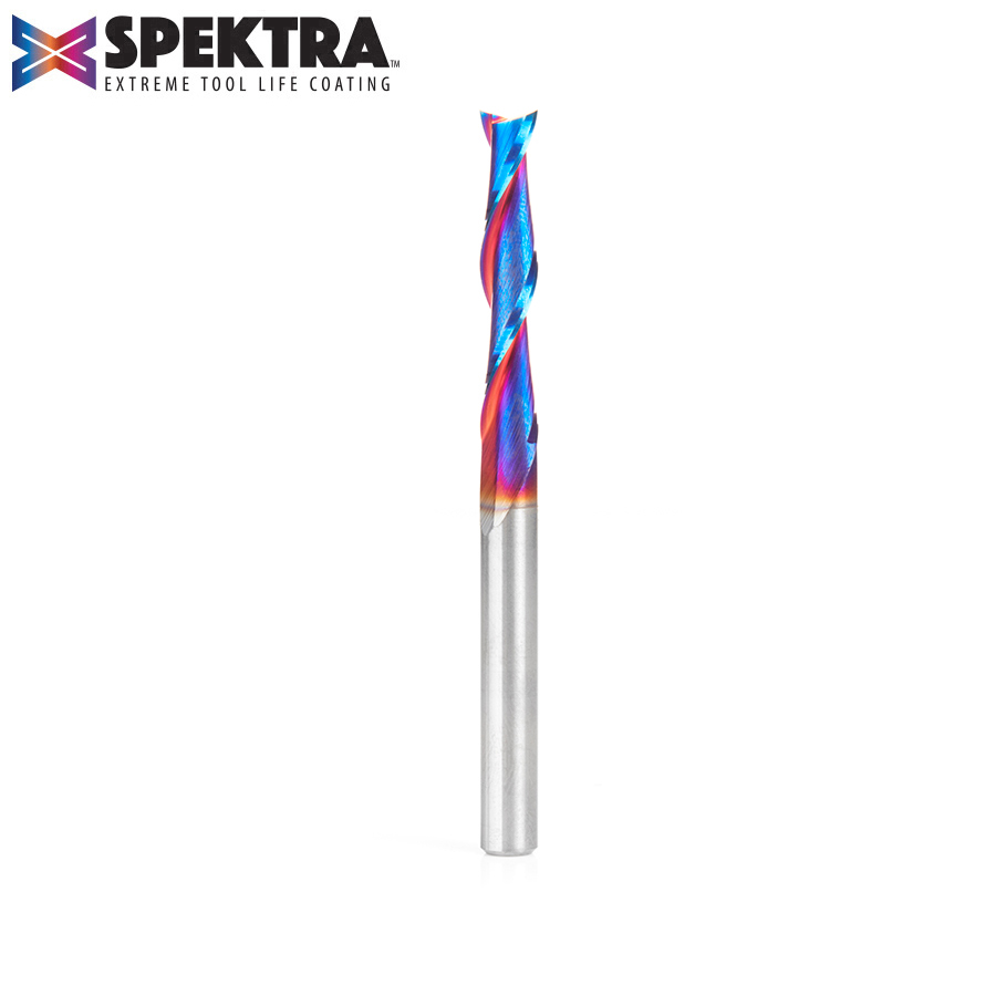 Amana 46399-K Solid Carbide Spektra, Extreme Tool Life Coated Spiral Plunge 1/4 Dia x 1-3/8 x 1/4 Inch Shank Up-Cut