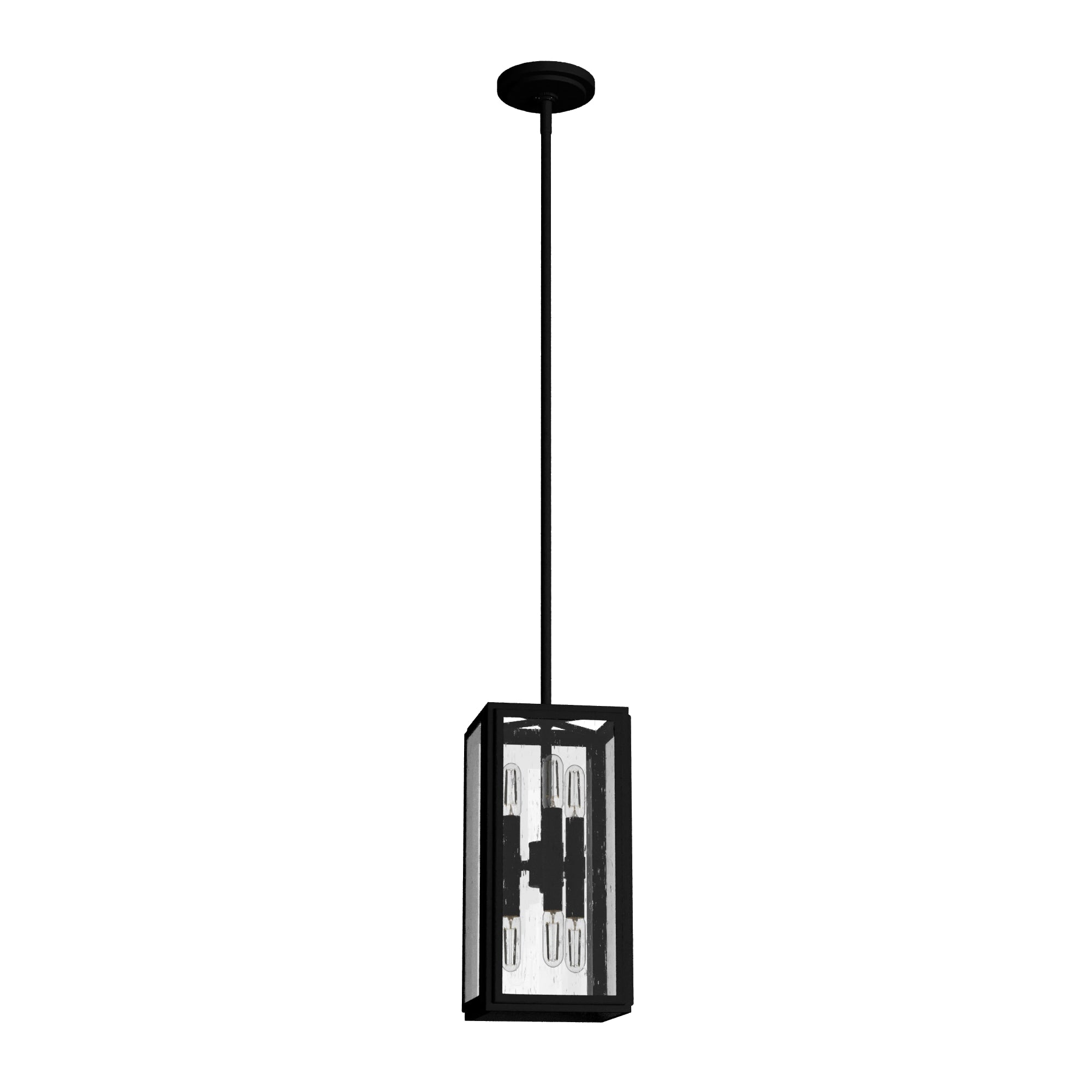 Hunter Felippe 6-Light Natural Iron Modern/Contemporary Seeded Glass Lantern LED Mini Hanging Pendant Light