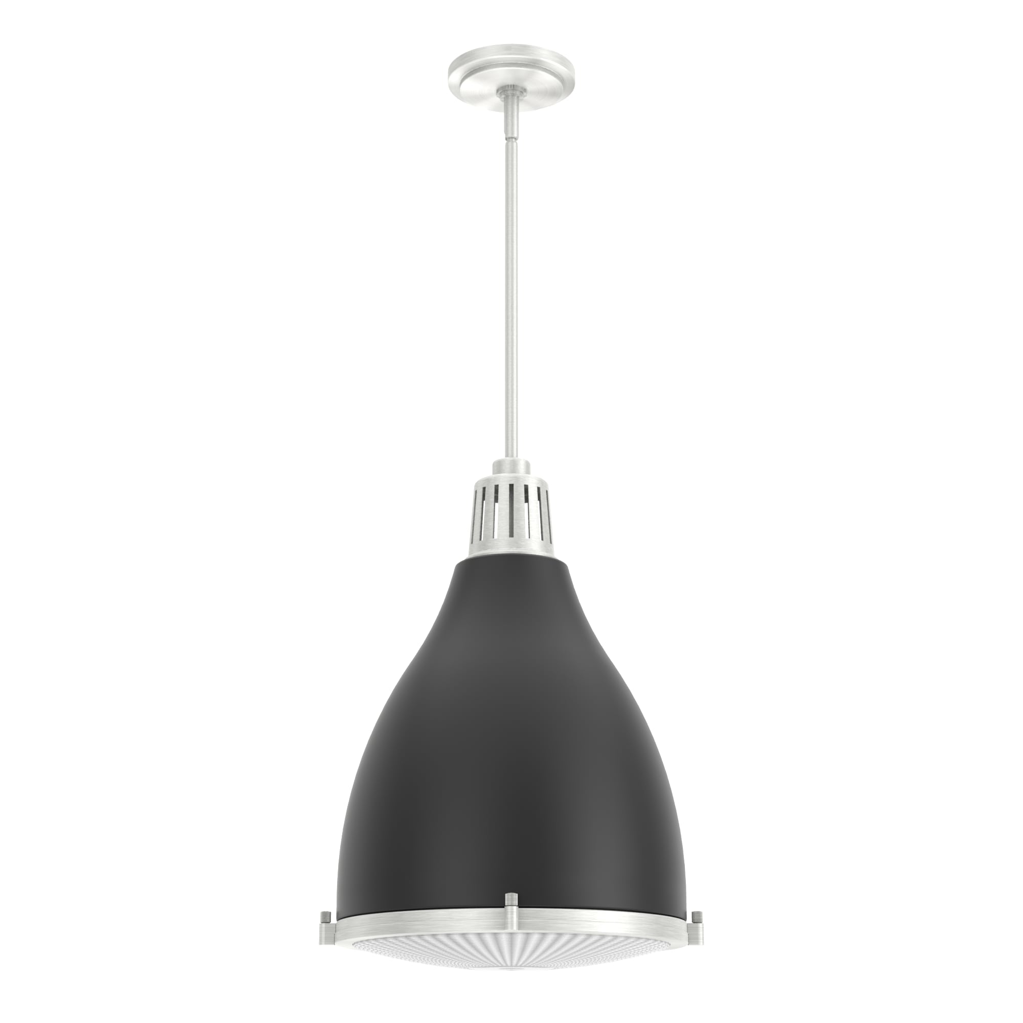 Hunter Bluff View 3-Light Flat Matte Black Transitional Clear Glass Dome LED Medium Hanging Kitchen Island Light