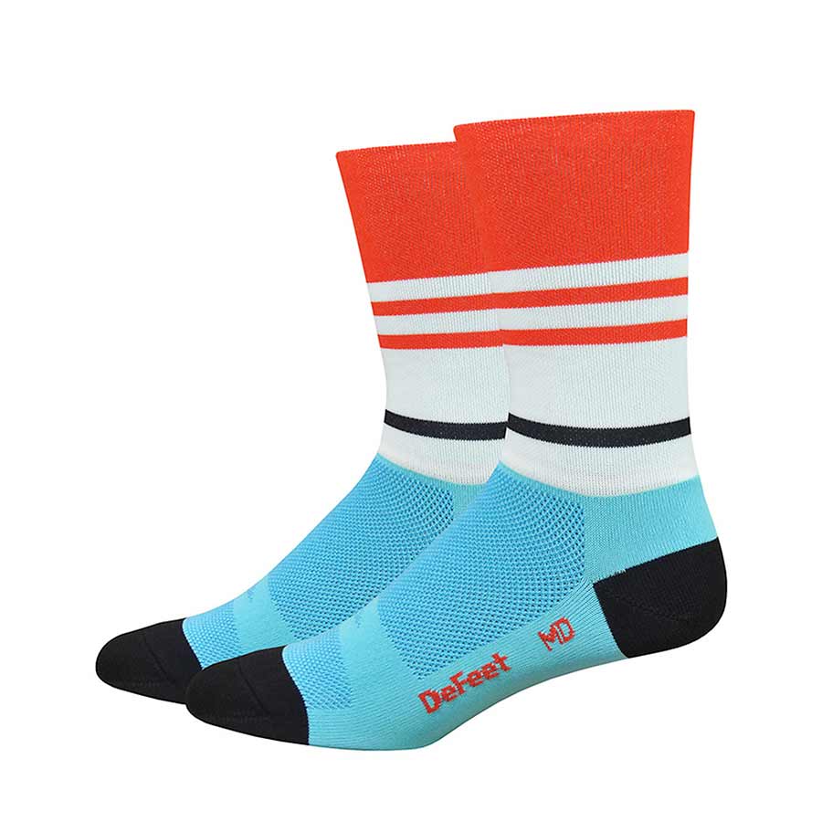 DeFeet Aireator 6" Socks Light Blue/Poinciana, M, Pair