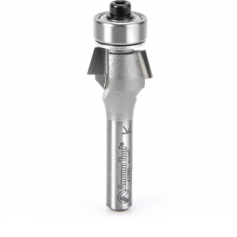 Amana 47200 Bevel Laminate Trim 15 Deg x 5/8 Dia x 1/4 x 1/4″ Shank with Ball Bearing