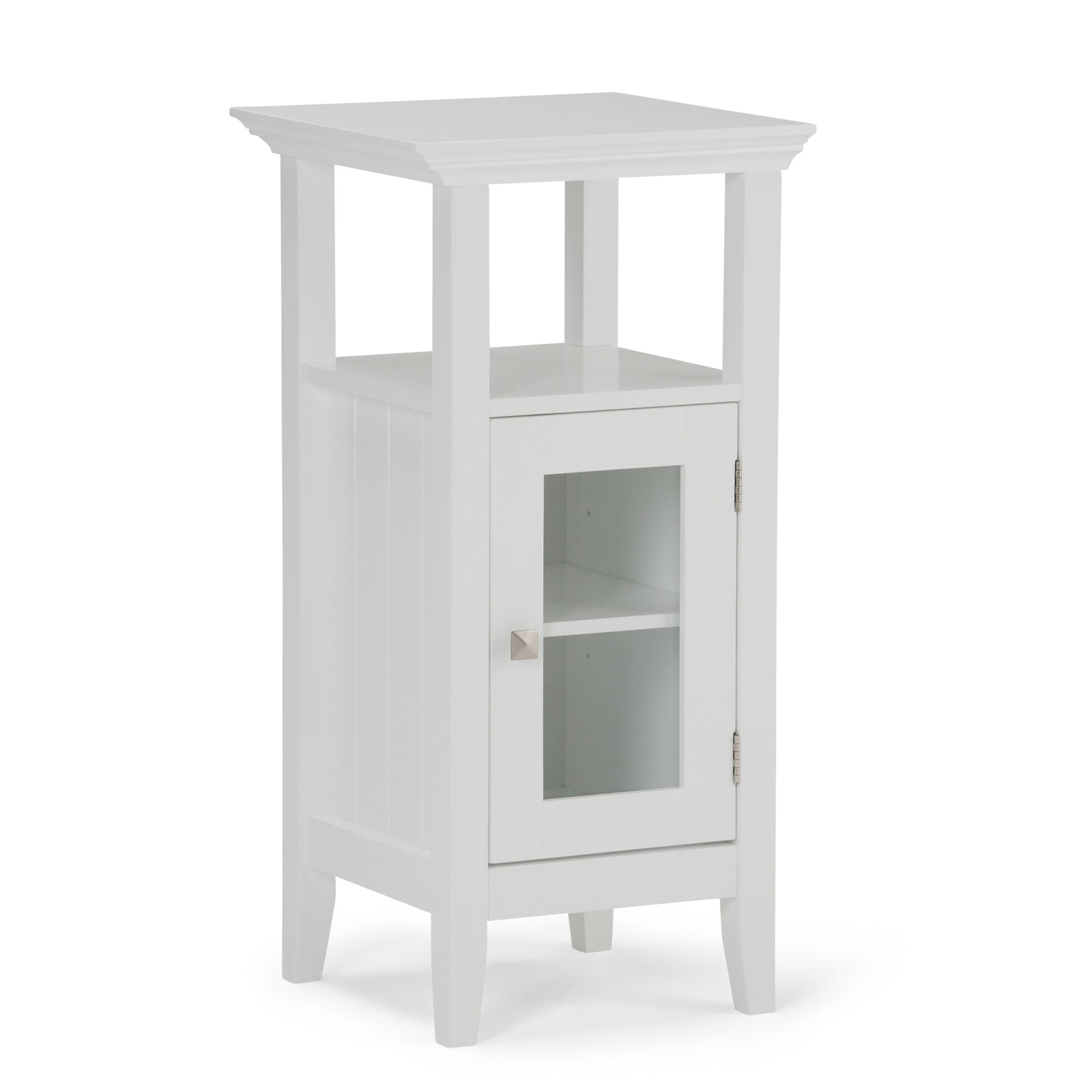 Simpli Home Acadian 15-in x 30-in x 14-in White Freestanding Soft Close Linen Cabinet