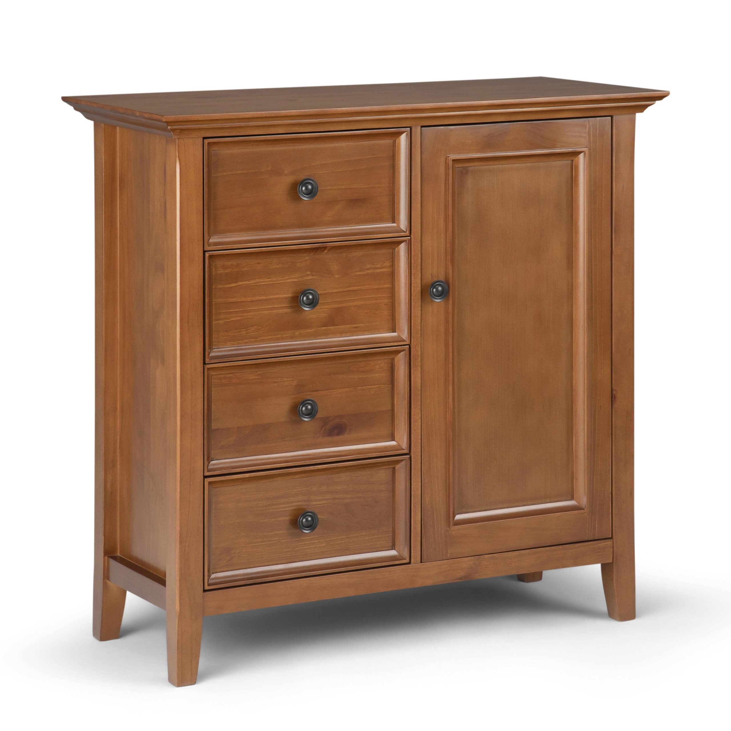 Simpli Home Amherst Light Golden Brown Transitional Wood Media Cabinet