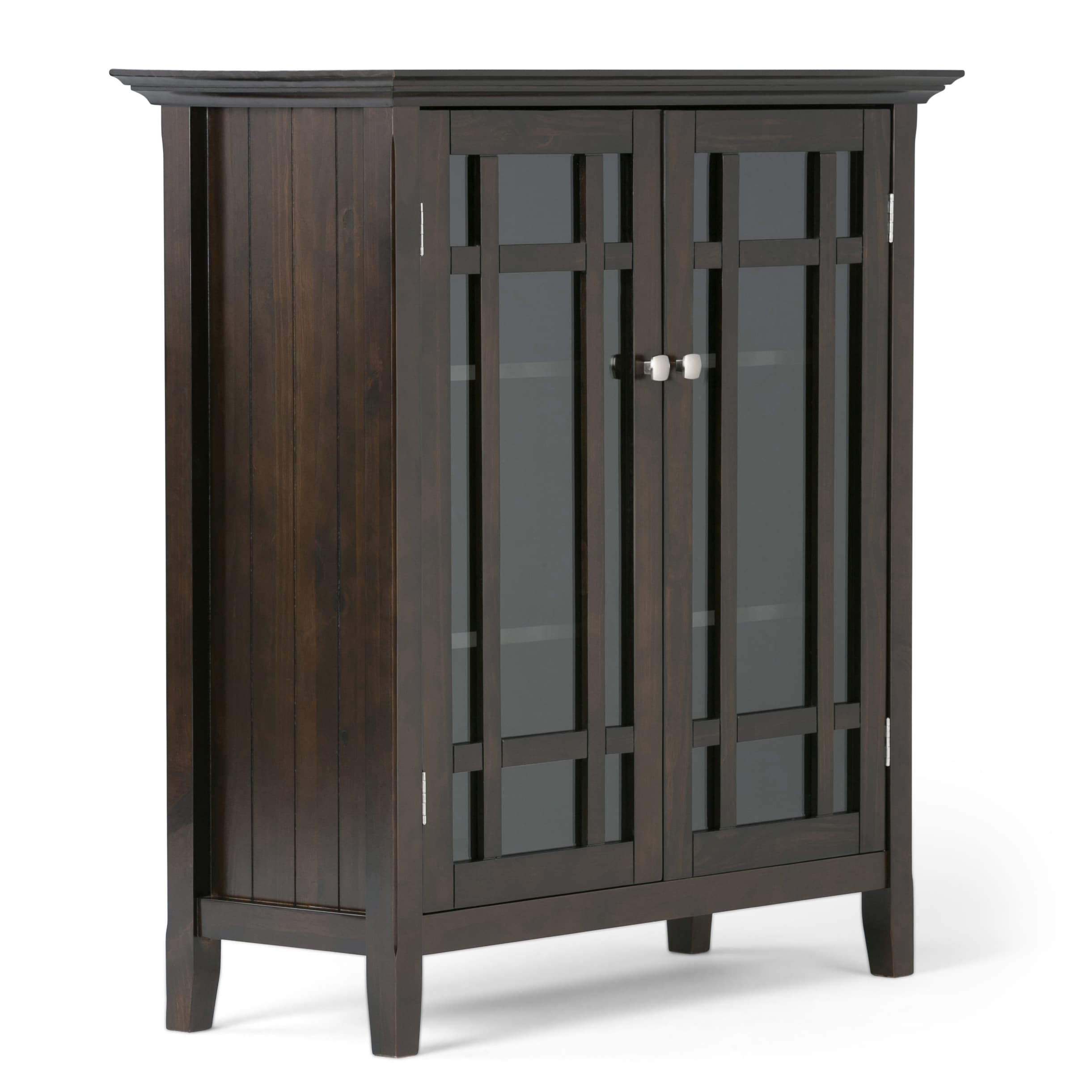 Simpli Home Bedford Dark Tobacco Brown Transitional Wood Media Cabinet