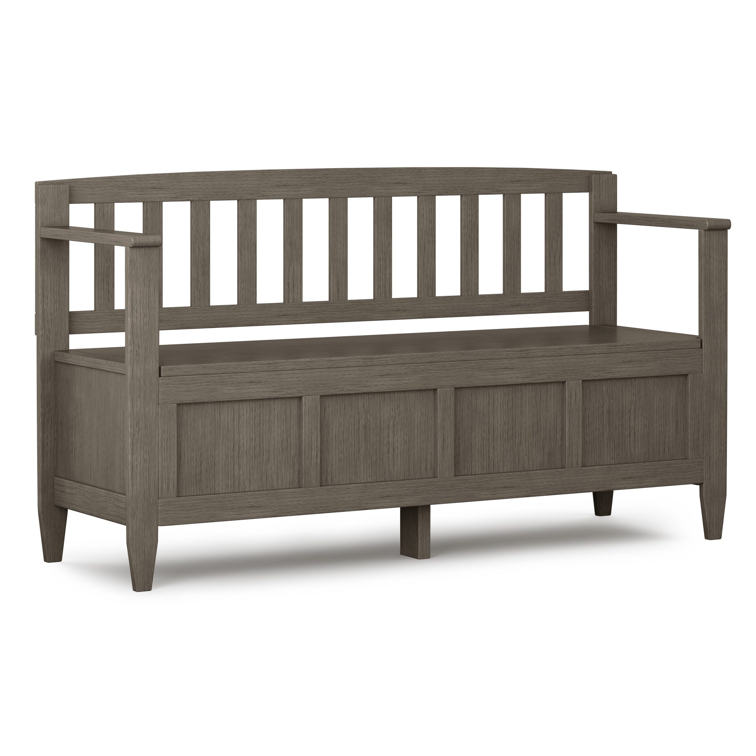 Simpli Home Brooklyn Modern Farmhouse Grey Storage Bench with Storage 48-in x 17-in x 9.84-in