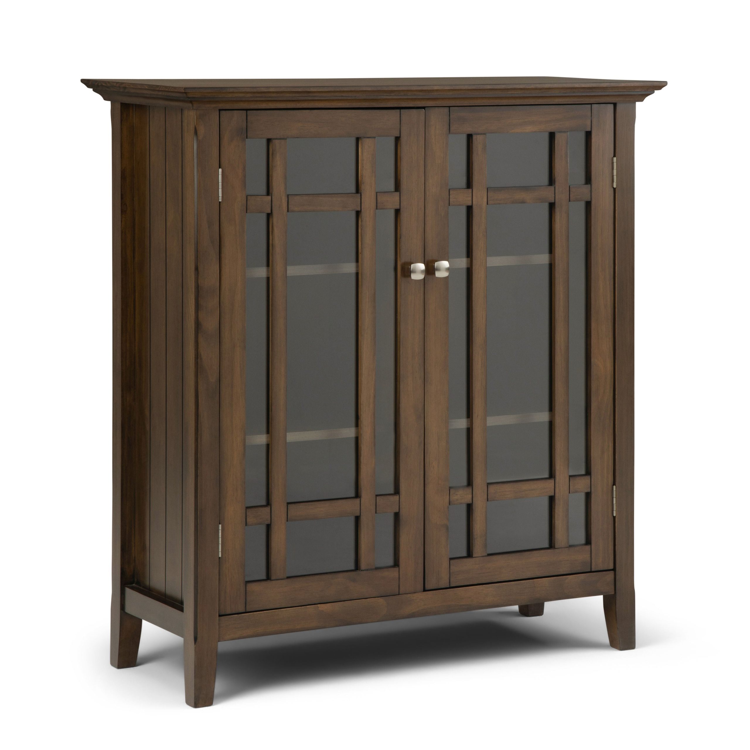 Simpli Home Bedford Rustic Natural Aged Brown Transitional Wood Media Cabinet