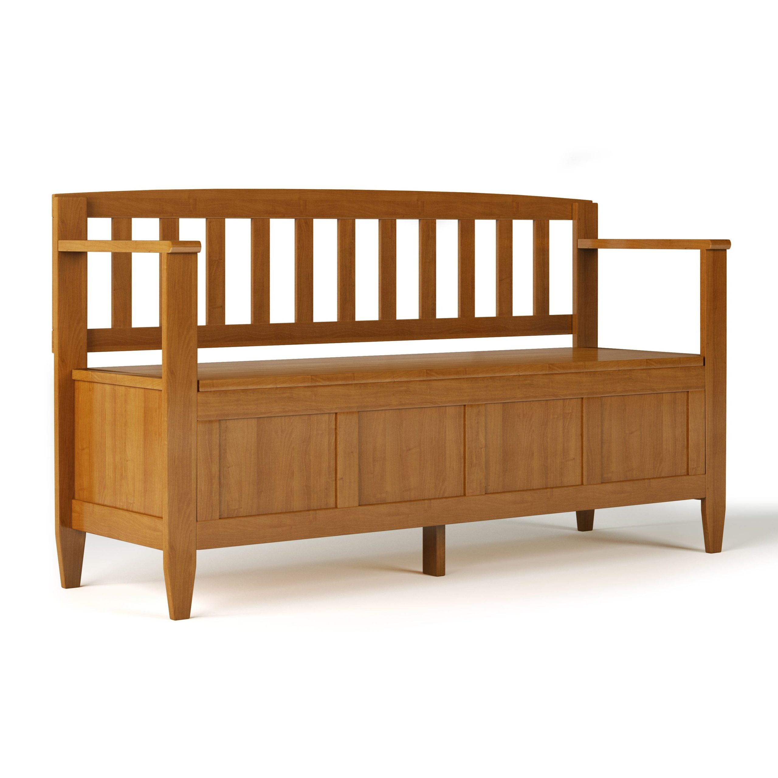 Simpli Home Brooklyn Modern Light Golden Brown Storage Bench with Storage 48-in x 17-in x 9.84-in