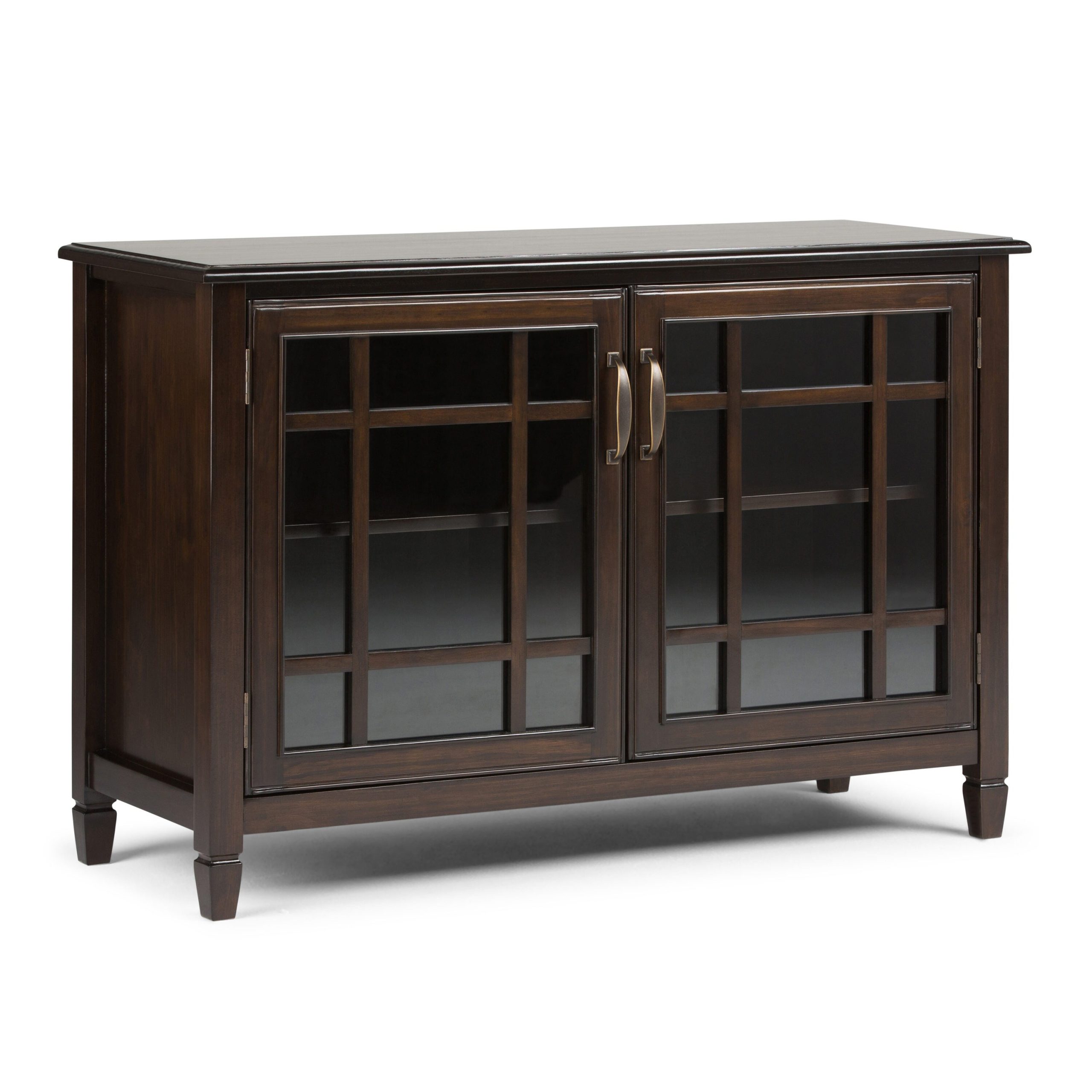 Simpli Home Connaught Dark Chestnut Brown Traditional Wood Media Cabinet