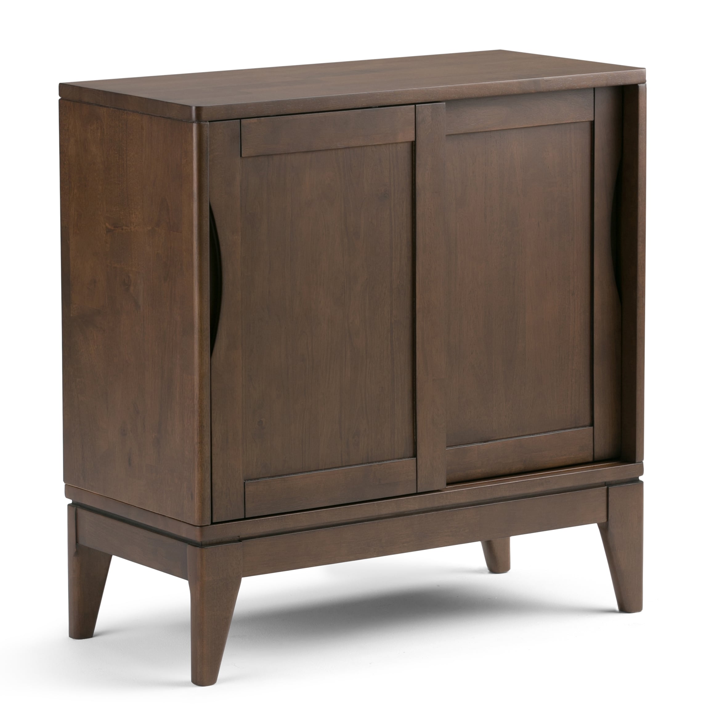Simpli Home Harper Walnut Brown Mid-century Wood Media Cabinet