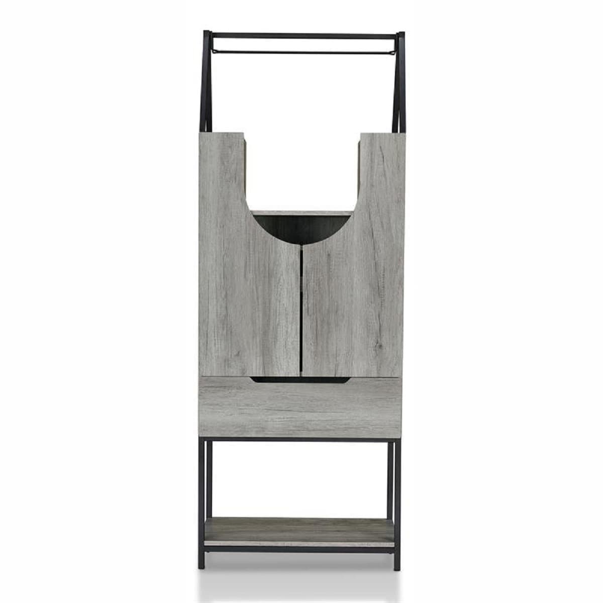 Furniture of America 7-Bottle Vintage Gray Oak Composite Wine Cabinet