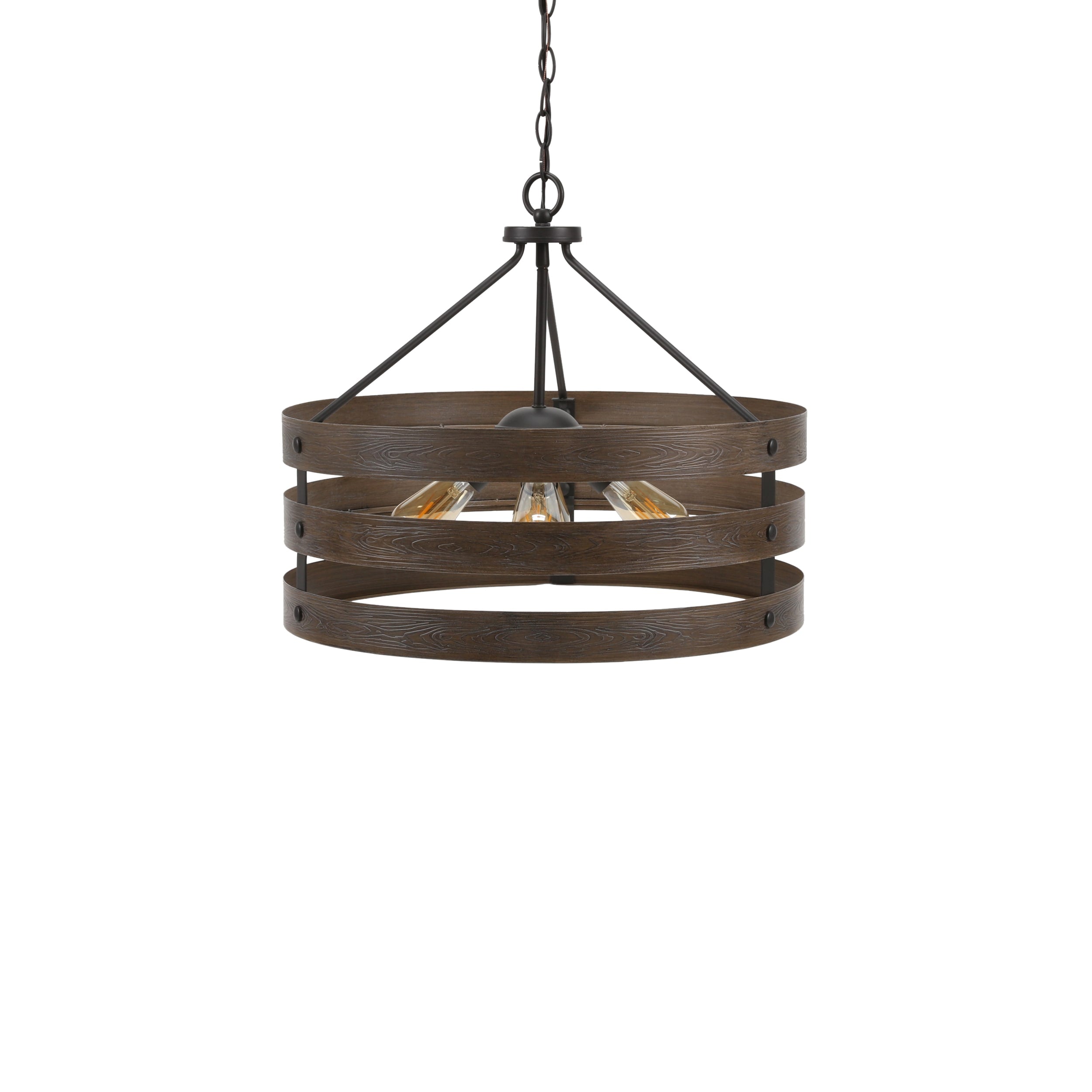 Progress Lighting Gulliver 4-Light Graphite Farmhouse Drum Medium Hanging Pendant Light