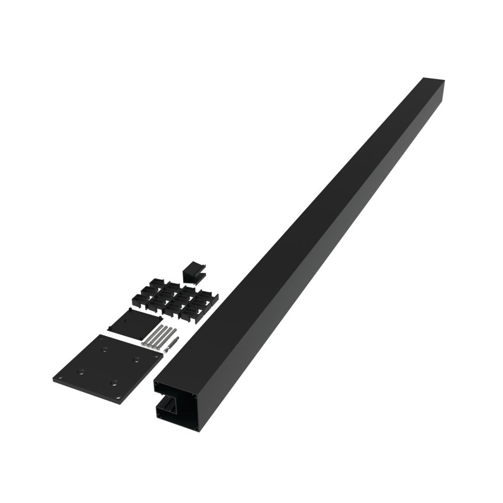 Freedom Alloy Mixed Material 6-ft H x 3-in W Matte Black Aluminum Privacy End Fence Post