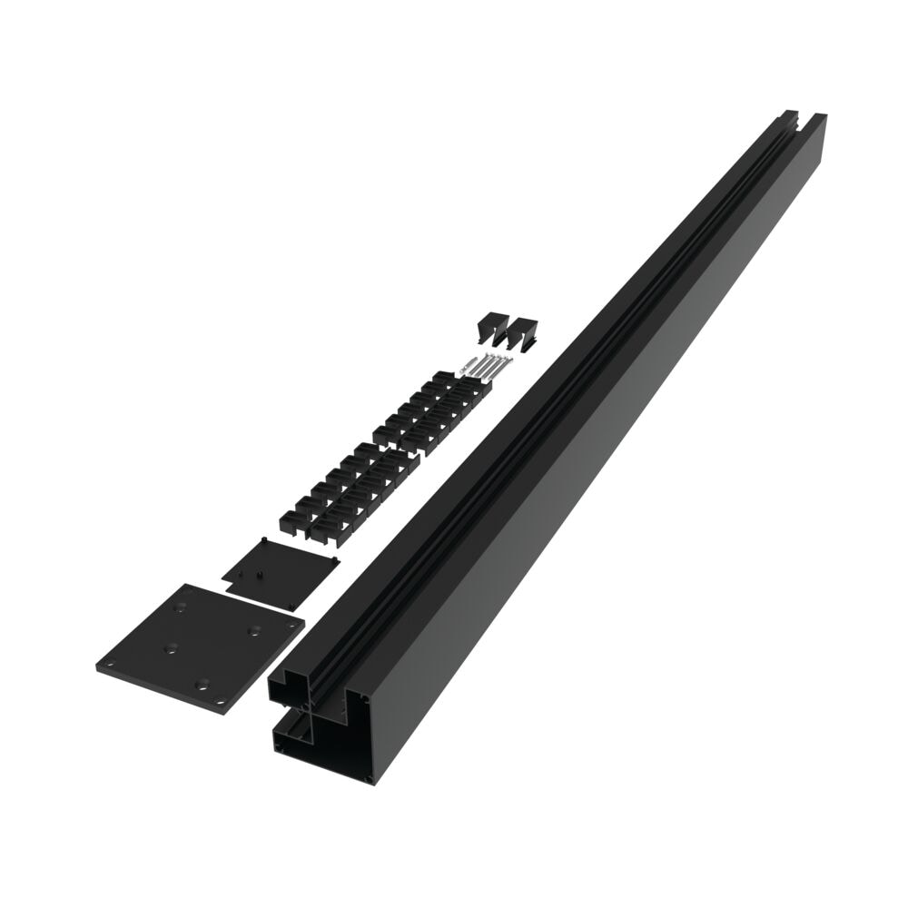 Freedom Alloy Mixed Material 6-ft H x 3-in W Matte Black Aluminum Privacy Corner Fence Post