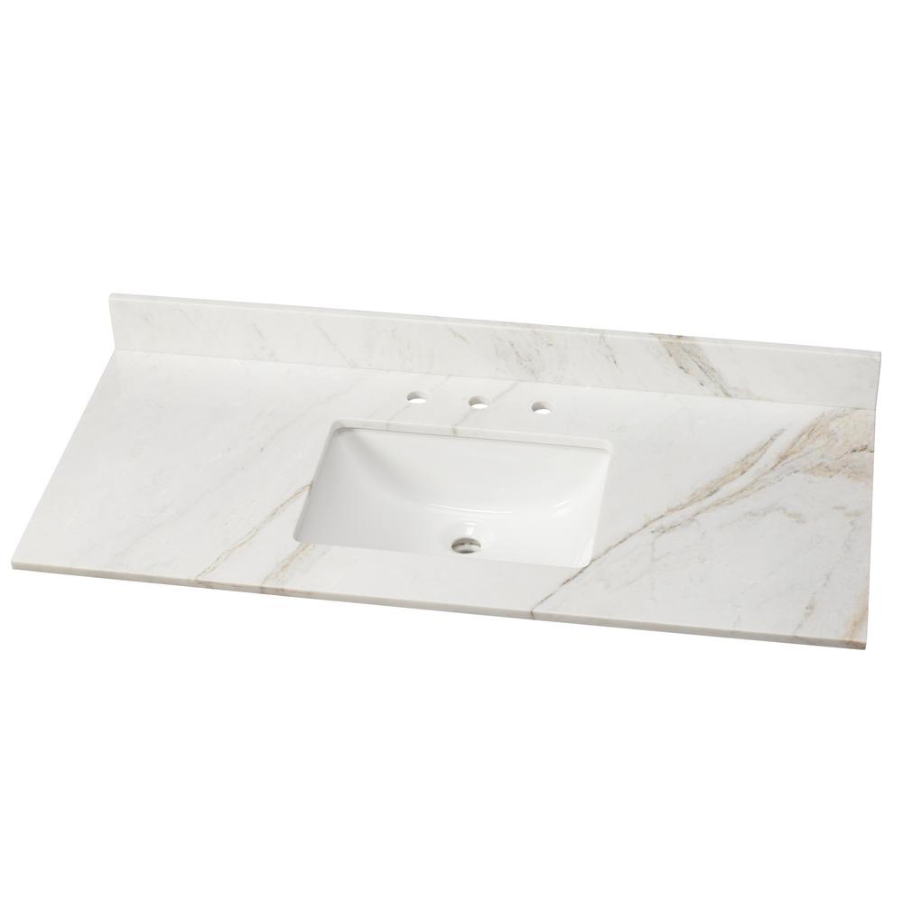 49 in. W Marble Vanity Top in Arabescato Venato