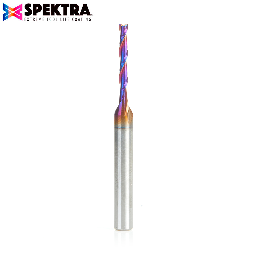 Amana 48116-K Solid Carbide Spektra, Extreme Tool Life Coated Spiral Plunge 3mm Dia x 20mm x 6mm Shank Up-Cut