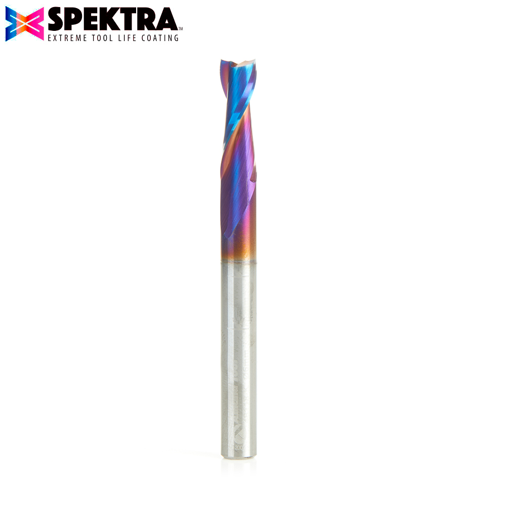 Amana 48118-K Solid Carbide Spektra, Extreme Tool Life Coated Spiral Plunge 6mm Dia x 19mm x 6mm Shank Up-Cut