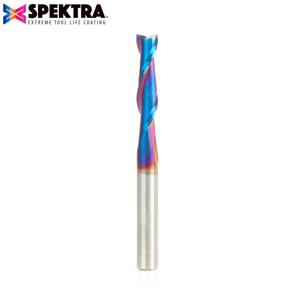 Amana 48120-K Solid Carbide Spektra, Extreme Tool Life Coated Spiral Plunge 6mm Dia x 25mm x 6mm Shank Up-Cut