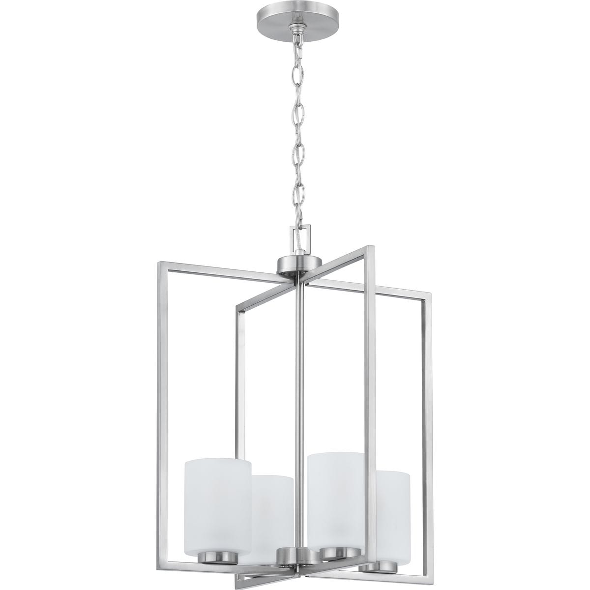 Progress Lighting Rexington 4-Light Brushed Nickel Modern/Contemporary Etched Glass Cylinder Medium Hanging Pendant Light