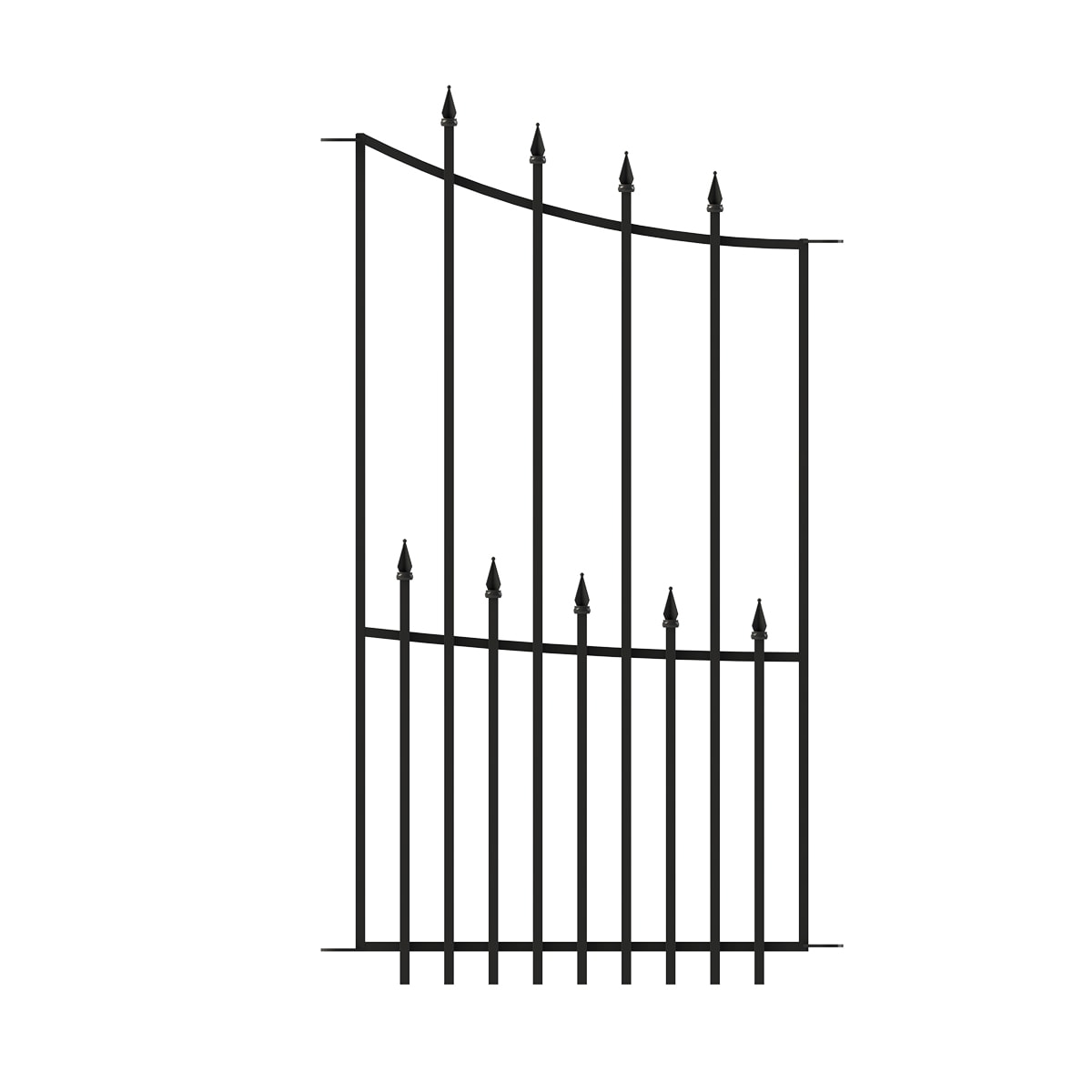 YARDLINK Right Transitional Panel 4-ft H x 2-ft W Black Steel Decorative Metal Pressed-point No Dig Decorative Fence Panel