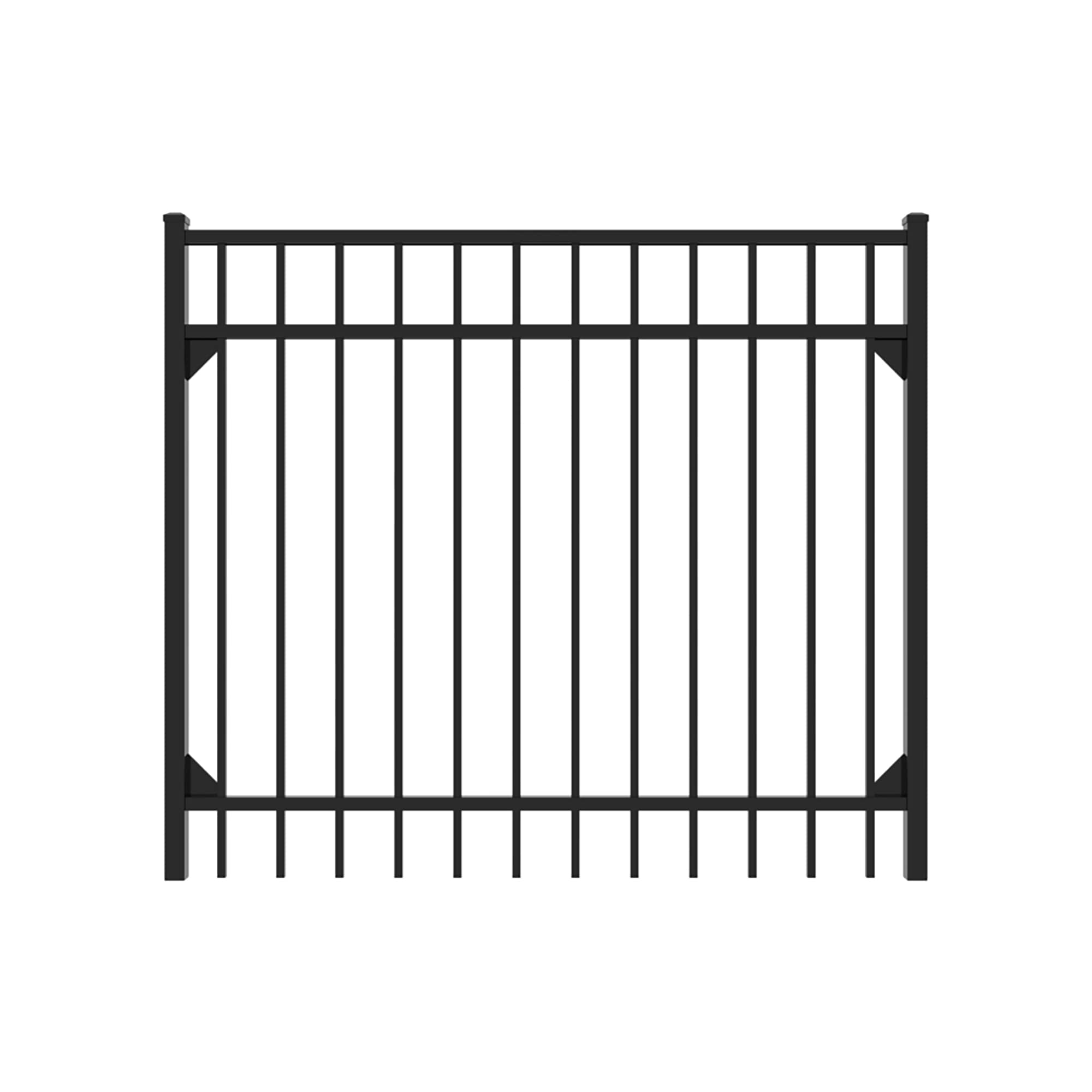 Fortress Building Products 4-ft H x 5-ft W Gloss Black Aluminum Spaced Picket Flat-top Decorative Walk Gate Fence Gate